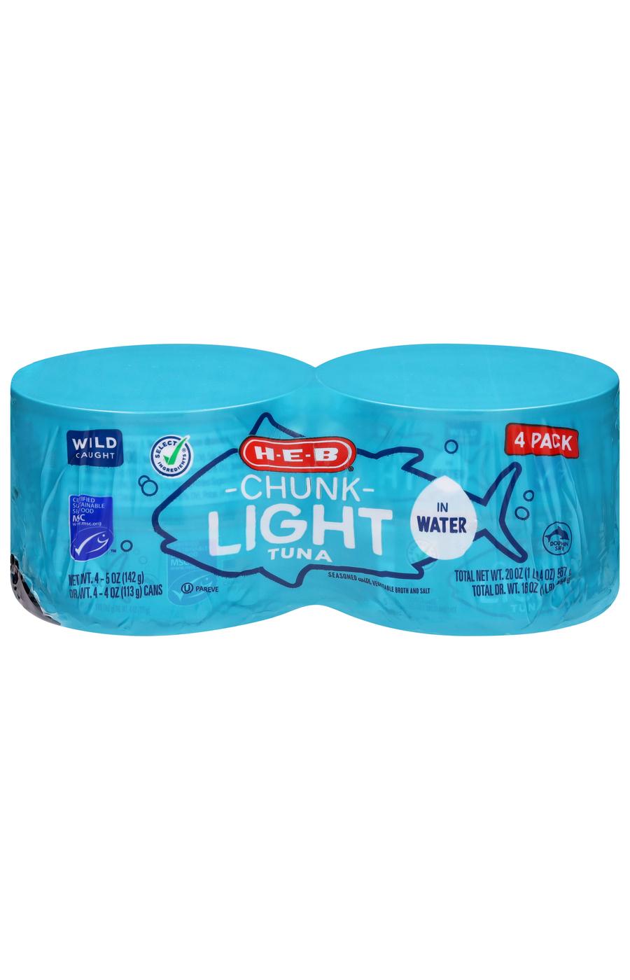 H-E-B Chunk Light Tuna in Water; image 3 of 8