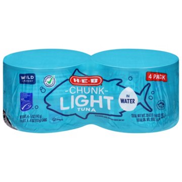 H-E-B Chunk Light Tuna in Water, 4 pk