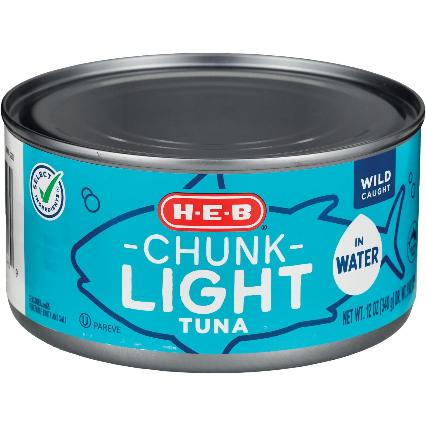 H-E-B Chunk Light Tuna in Water; image 1 of 2