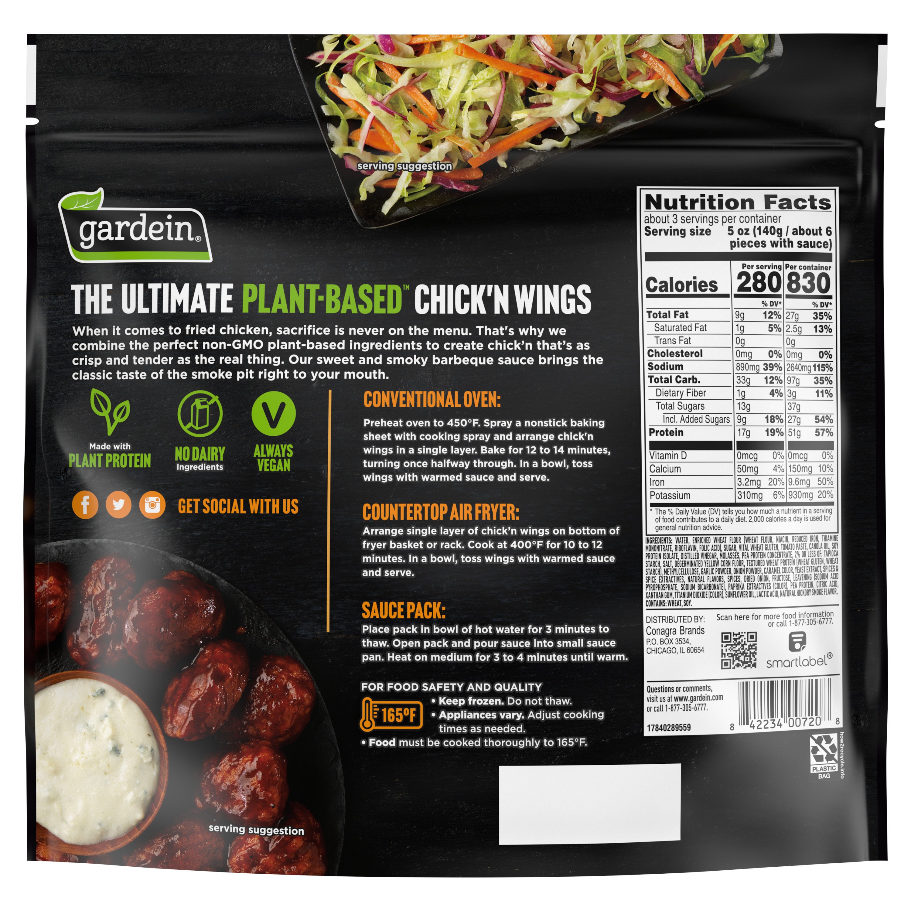 Gardein Ultimate Plant-Based Vegan BBQ Chick'n Wings - Shop Meat ...