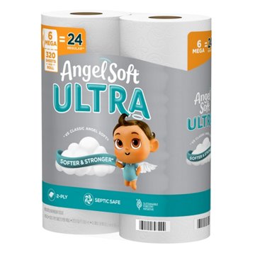 Angel Soft Ultra Toilet Paper, 6 Mega Rolls