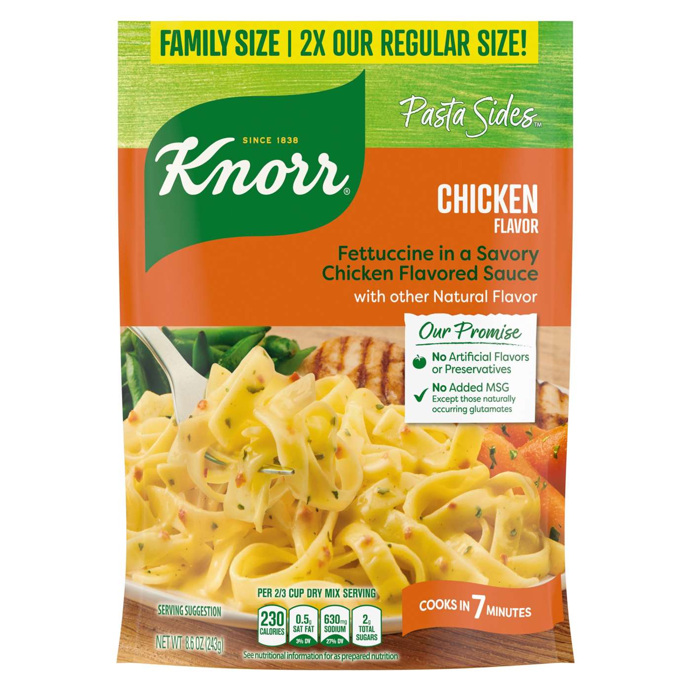 Knorr Pasta Sides Chicken Flavor Fettuccine Family Size; image 1 of 3