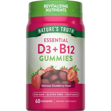 Nature's Truth D3 + B12 Gummies - Strawberry Flavor, 60 ct