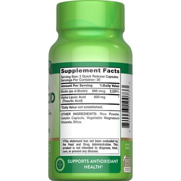 Nature's Truth Alpha Lipoic Acid 600mg Capsules