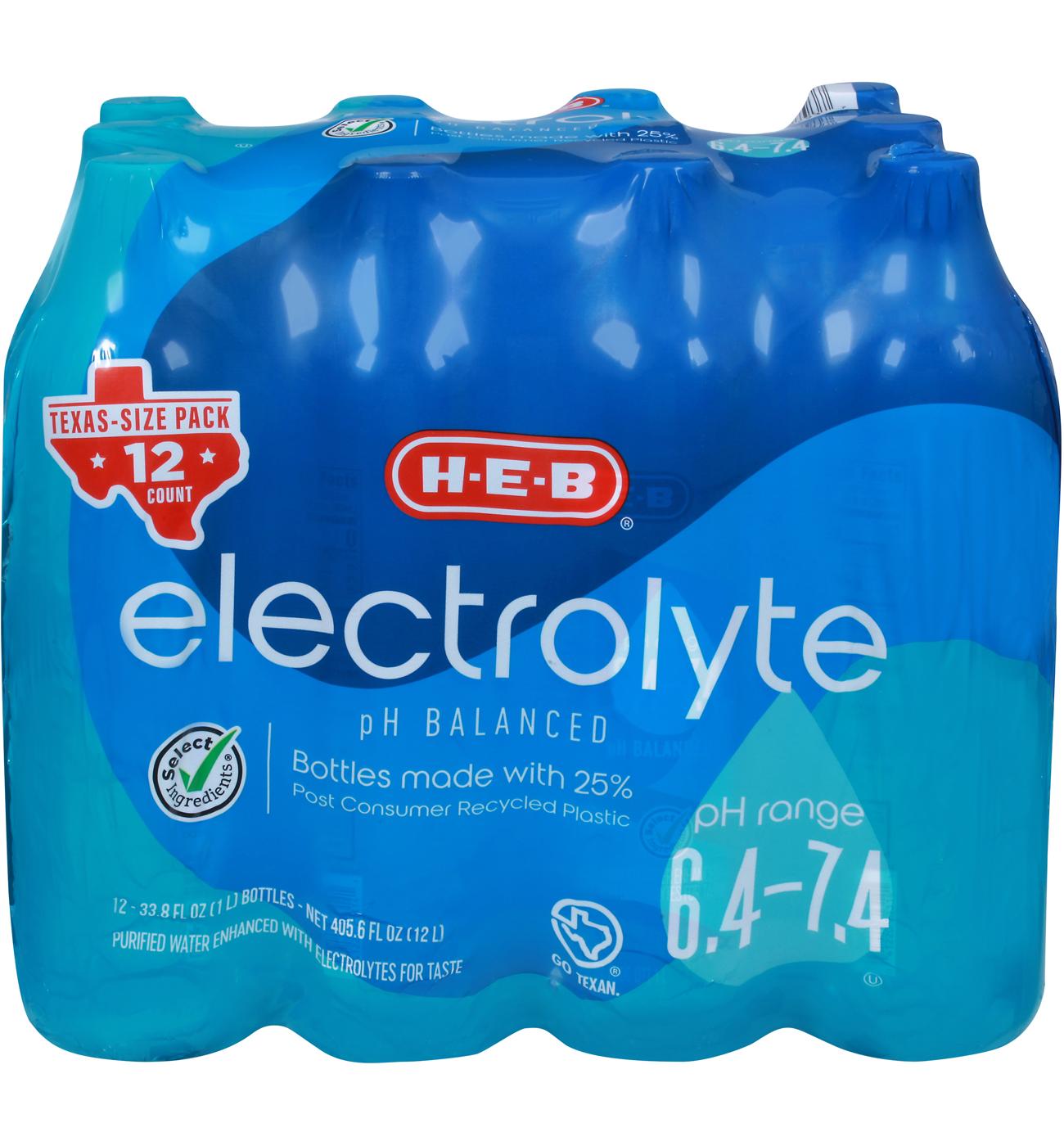 H-E-B Electrolyte Water 12 pk Bottles - Texas-Size Pack; image 1 of 6