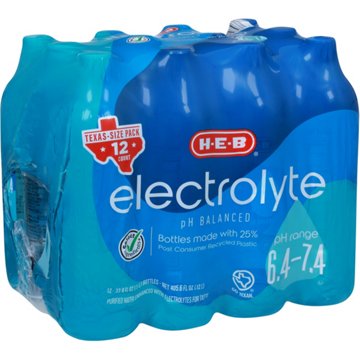 H-E-B Electrolyte Water 12 pk Bottles - Texas-Size Pack, 1 L