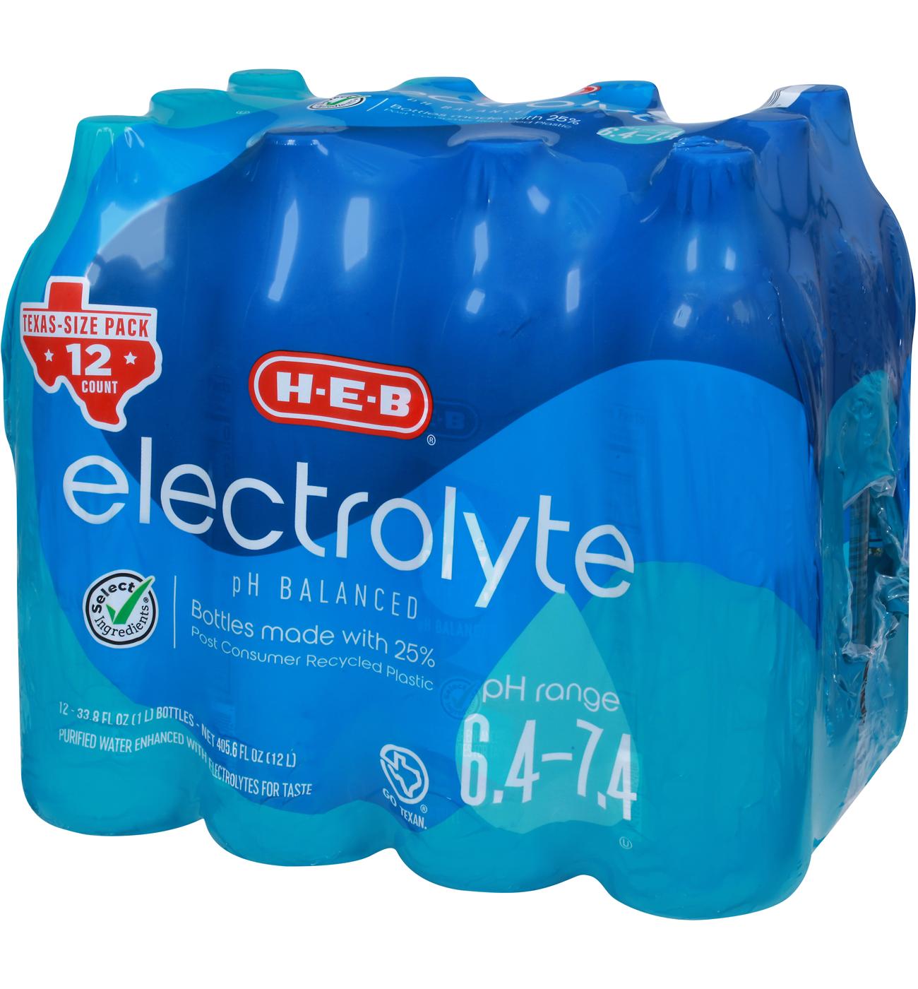 H-E-B Electrolyte Water 12 pk Bottles - Texas-Size Pack; image 4 of 6