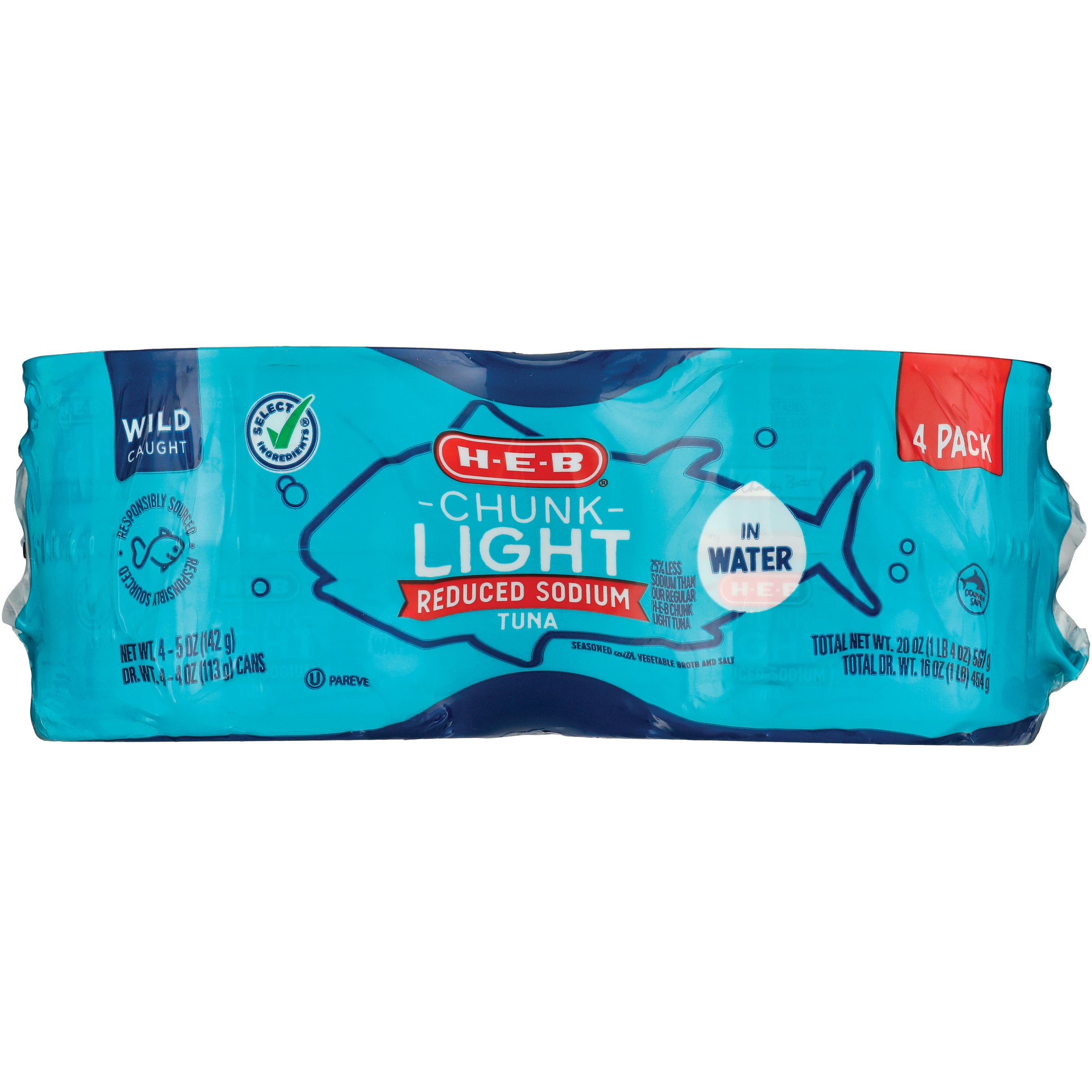 H-E-B Reduced Sodium Chunk Light Tuna In Water - Shop Seafood At H-E-B