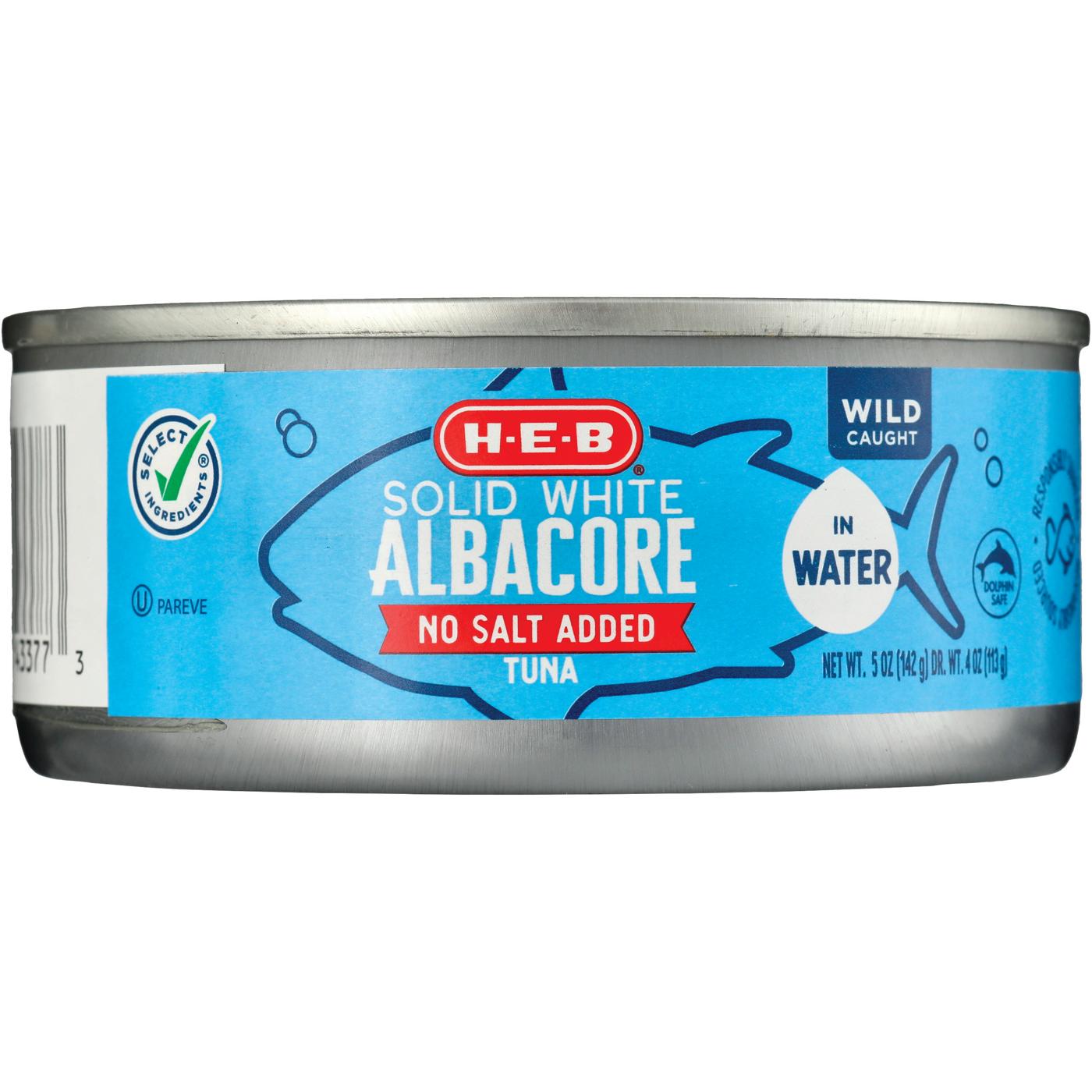 H-E-B Solid White Albacore Tuna - No Salt Added; image 2 of 2