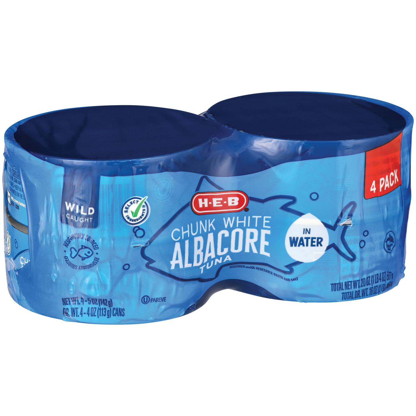 H-E-B Chunk White Albacore Tuna in Water; image 1 of 6
