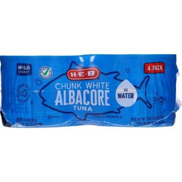 H-E-B Chunk White Albacore Tuna in Water, 4 pk