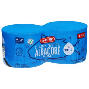 H-E-B Chunk White Albacore Tuna in Water, 4 pk