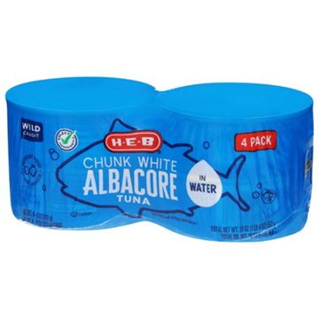 H-E-B Chunk White Albacore Tuna in Water, 4 pk