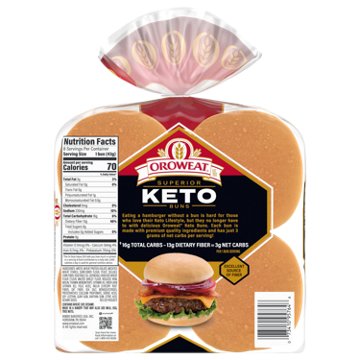 Oroweat Superior Keto Plain Hamburger Buns, 8 ct