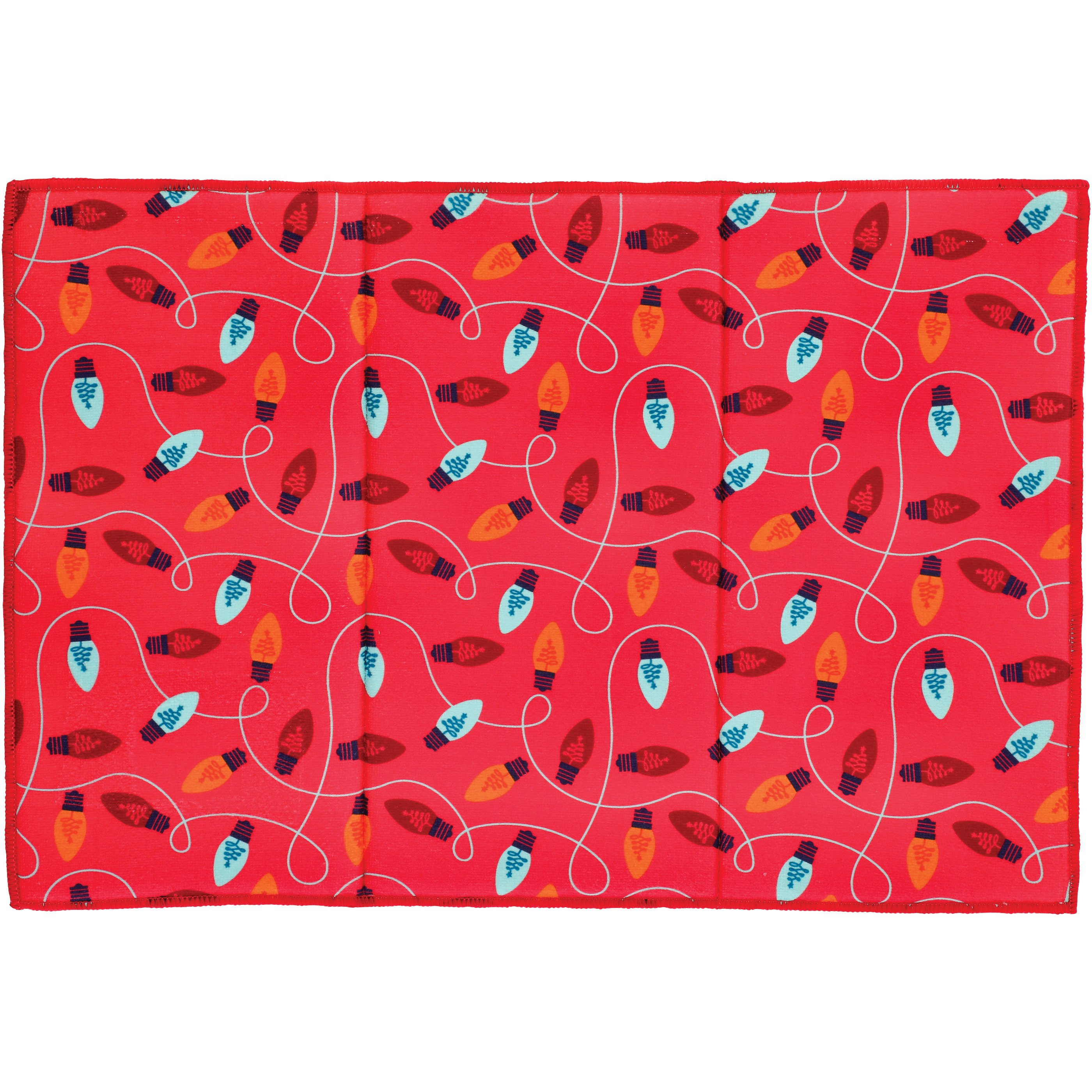 Destination Holiday Christmas String Lights Reversible Drying Mat
