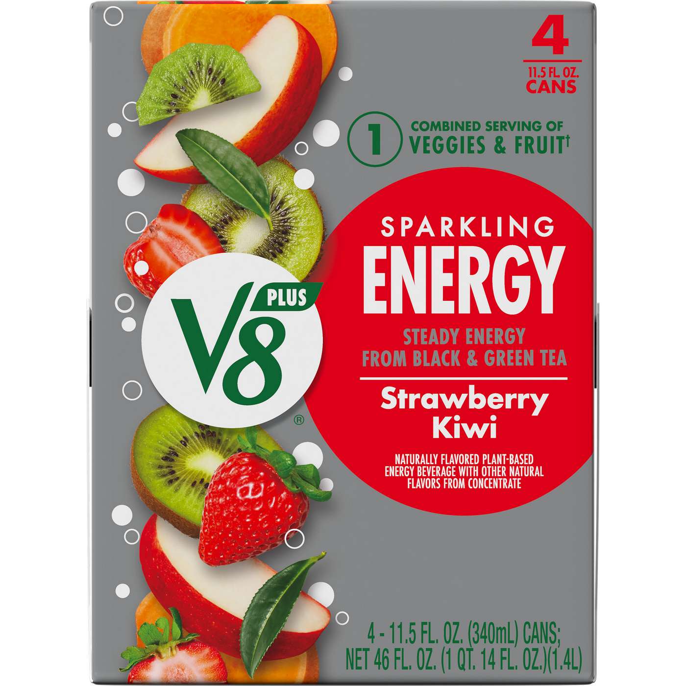 V8 +Energy Sparkling Strawberry Kiwi Juice Energy Drink; image 1 of 3