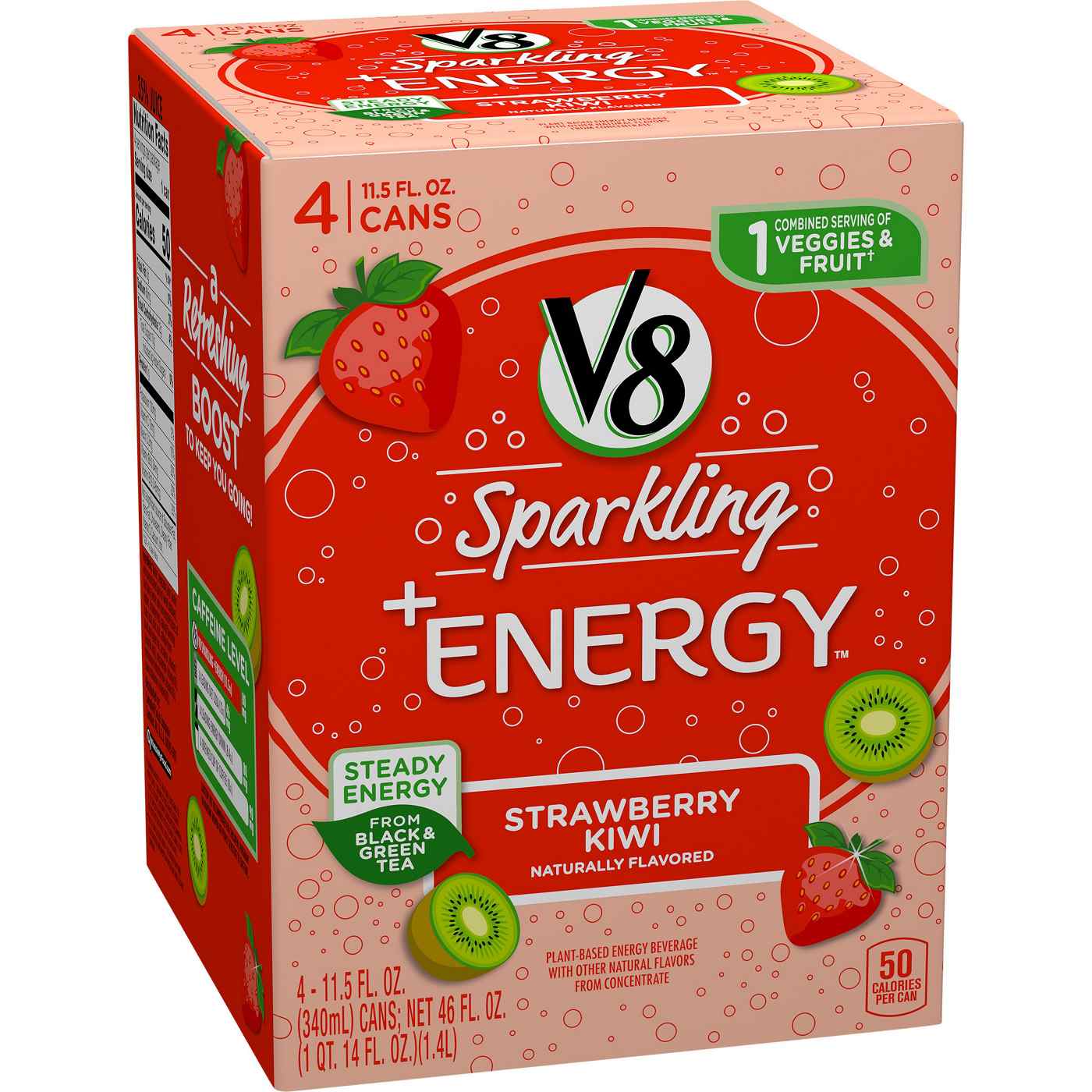 V8 +Energy Sparkling Strawberry Kiwi Juice Energy Drink; image 3 of 3