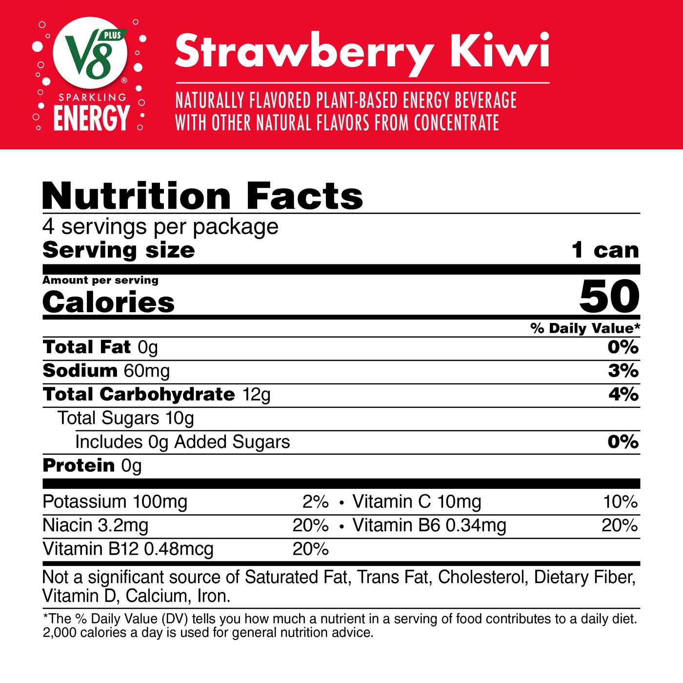 V8 +Energy Sparkling Strawberry Kiwi Juice Energy Drink; image 6 of 8