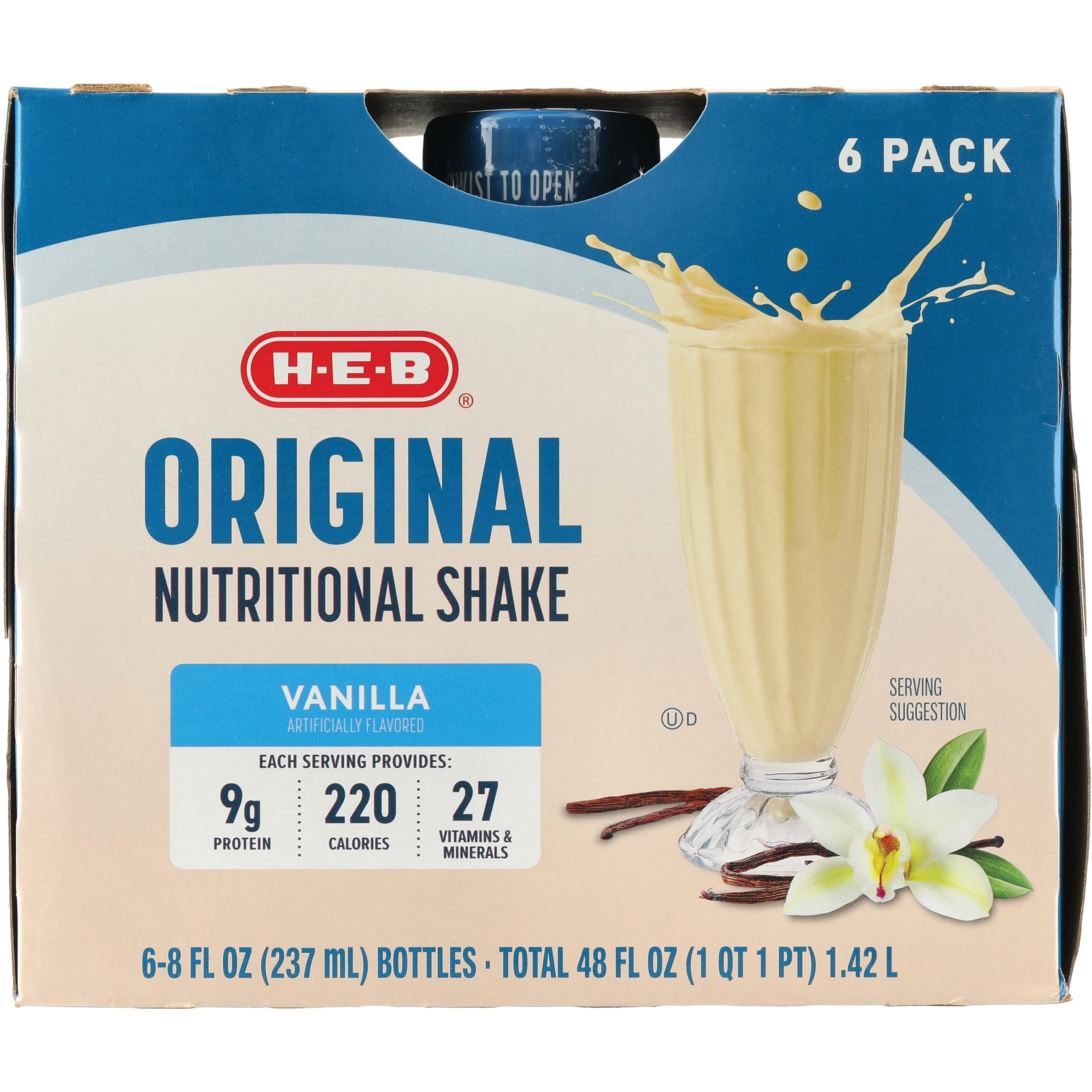 H-E-B Original 9g Protein Nutritional Shakes 6 pk Bottles - Vanilla, 8 oz