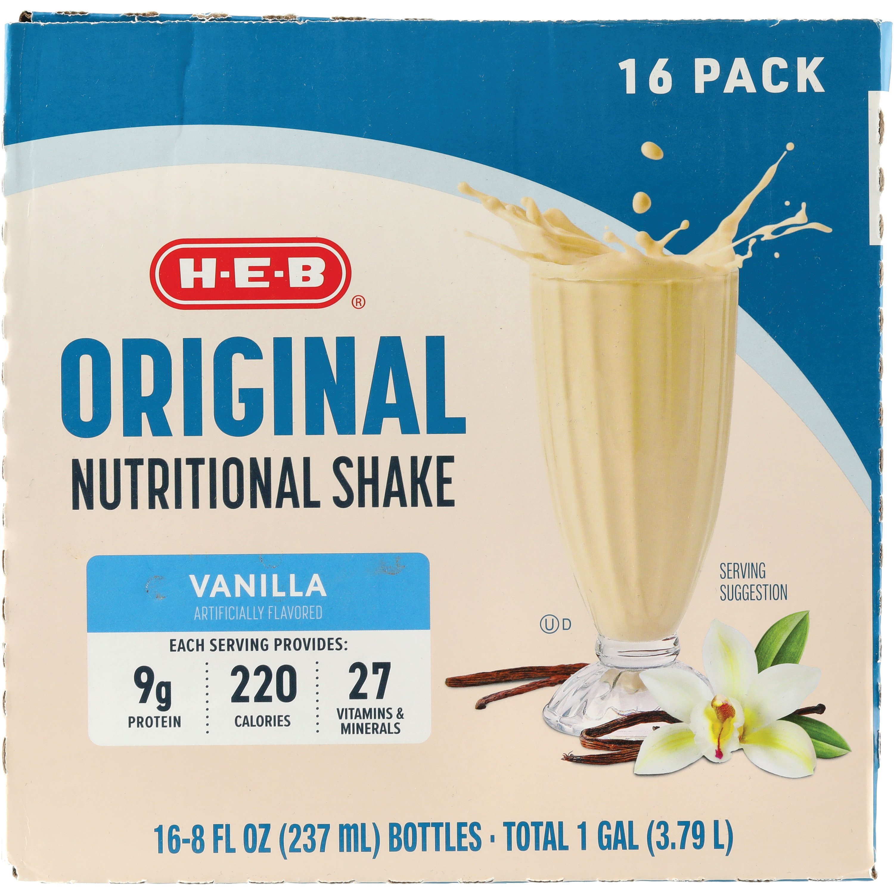 H-E-B Original 9g Protein Nutritional Shakes 16 pk Bottles - Vanilla, 8 oz