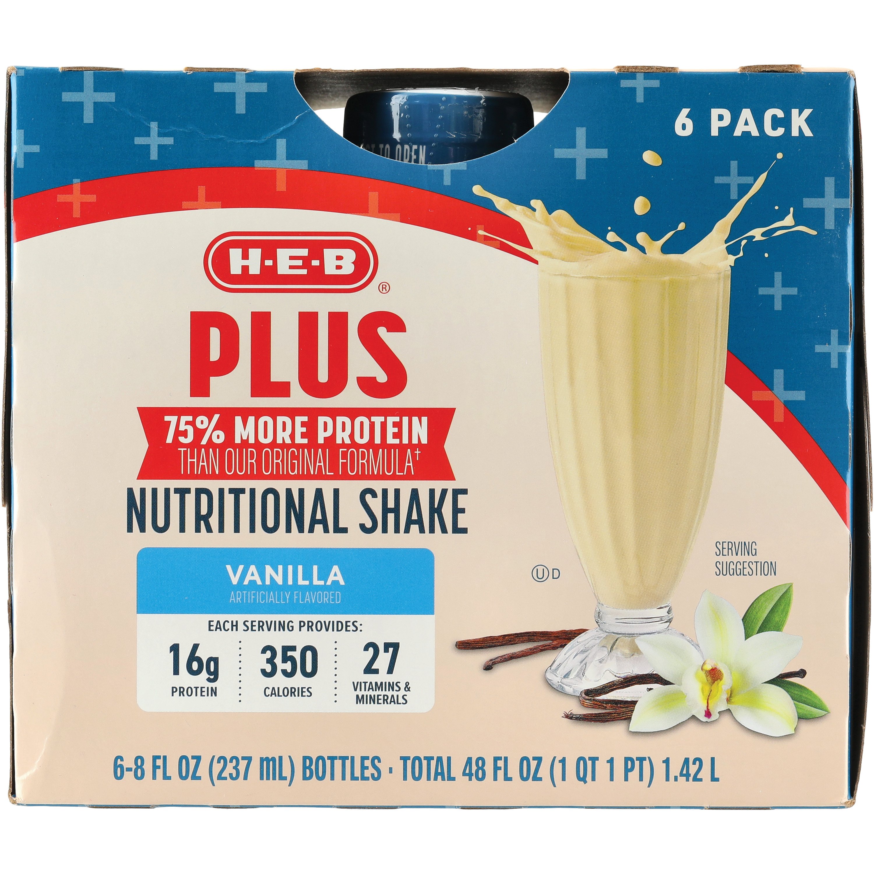 H-E-B Plus Protein Nutritional Shakes 6 pk Bottles - Vanilla, 8 oz