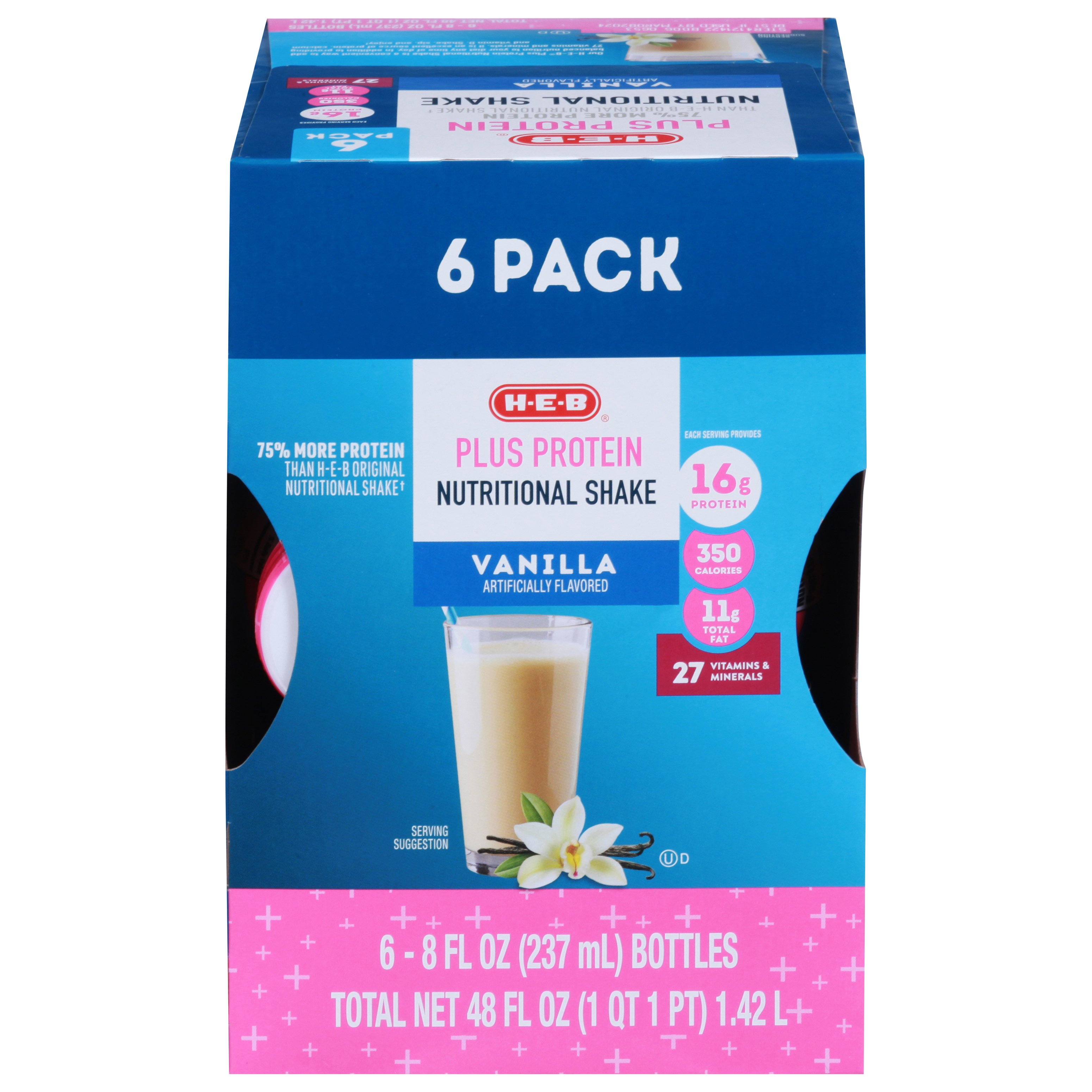 HEB Plus Protein Vanilla Flavored Nutritional Shakes, 6 Pk Shop