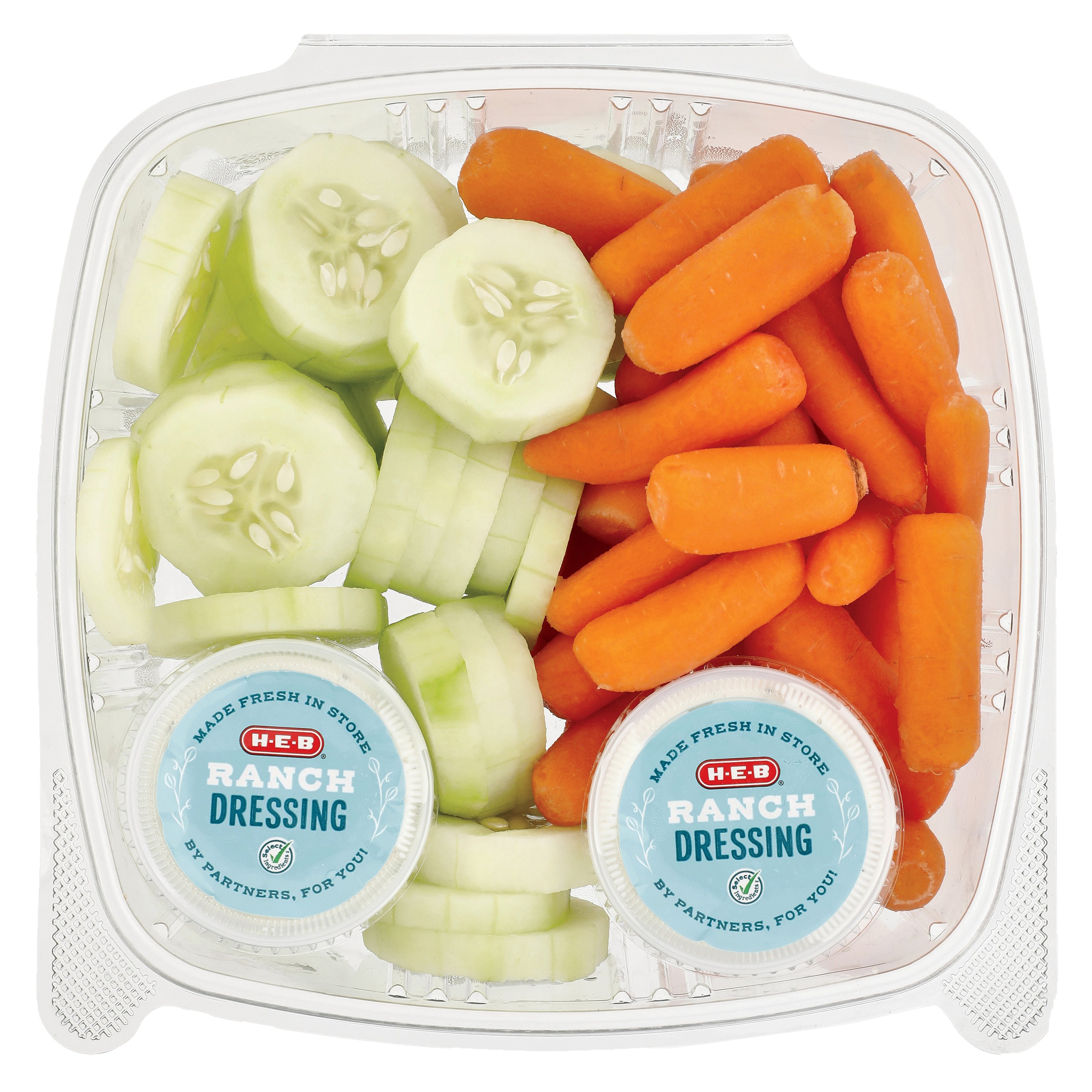 HEB Fresh Cucumber Slices, Carrots & Buttermilk Ranch Extra Large Shop Mixed vegetables at