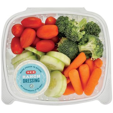 H-E-B Fresh Cucumber, Carrots, Tomatoes, Broccoli with Buttermilk Ranch - Large , Avg. 1.2 lbs