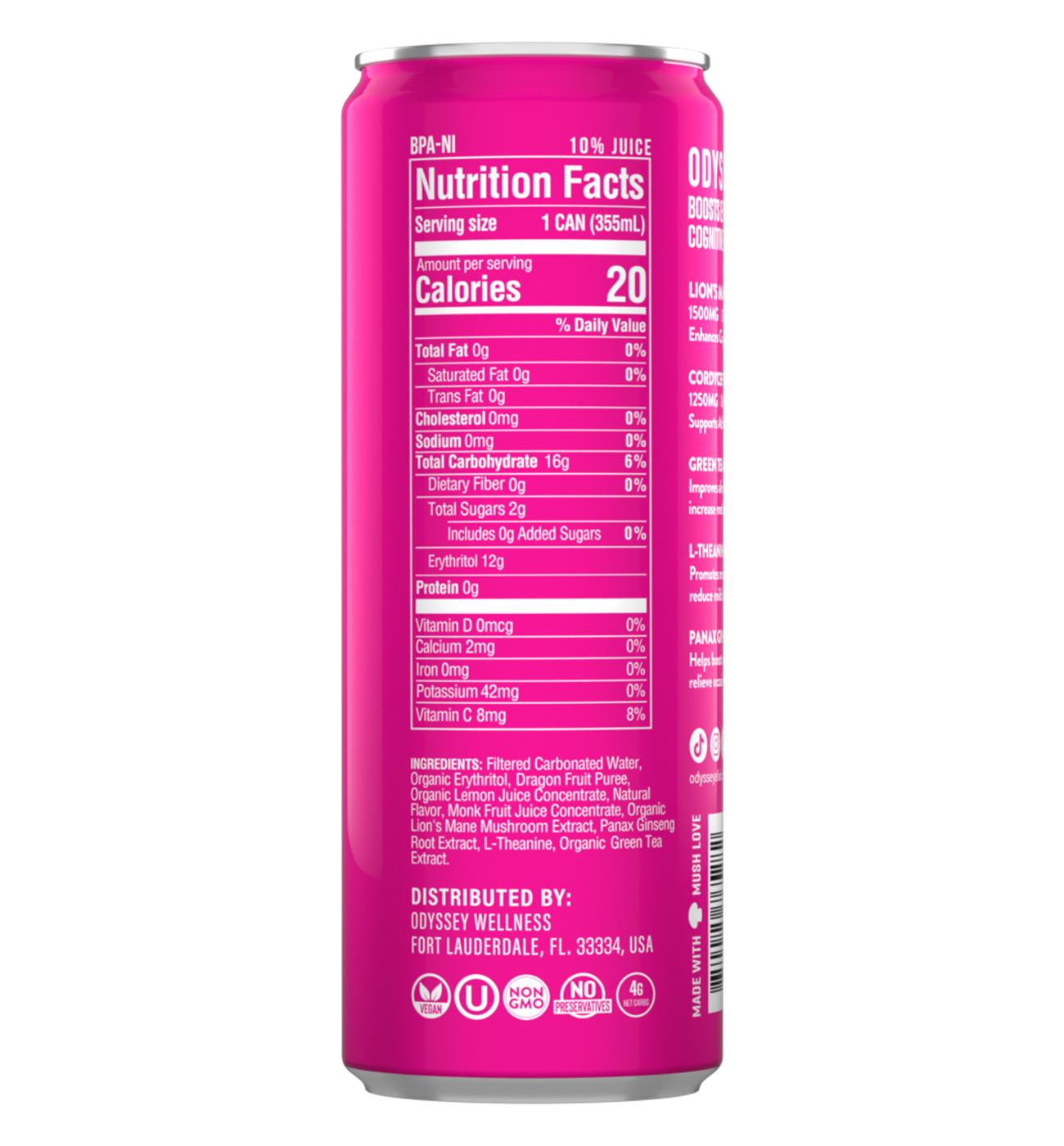 Odyssey Sparkling Elixir - Dragon Fruit Lemonade; image 3 of 3