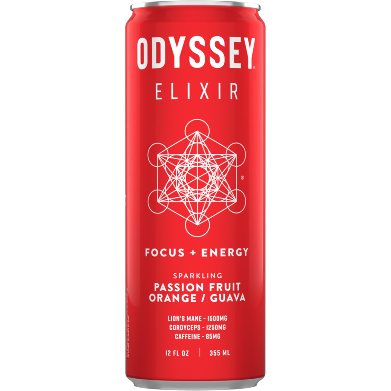 Odyssey Sparkling Elixir - Passion Fruit Orange/Guava, 12 oz