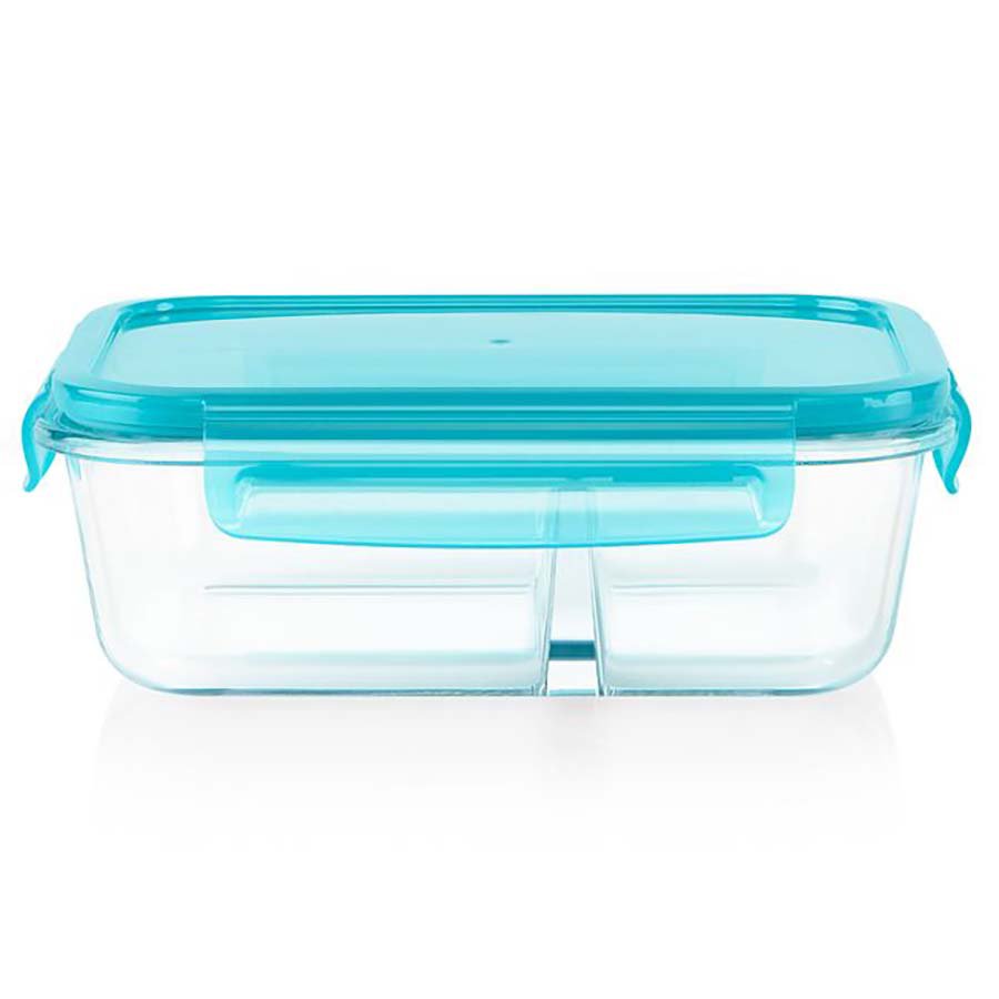 Pyrex 3.4-Cup Meal Box Divided Glass Storage With Plastic Lid