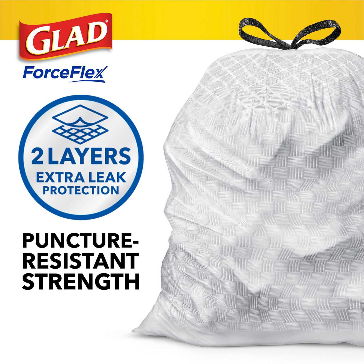 Glad ForceFlex Tall Kitchen Drawstring Trash Bags, 13 Gallon - Gain Lemon Zest with Febreze Freshness; image 2 of 10