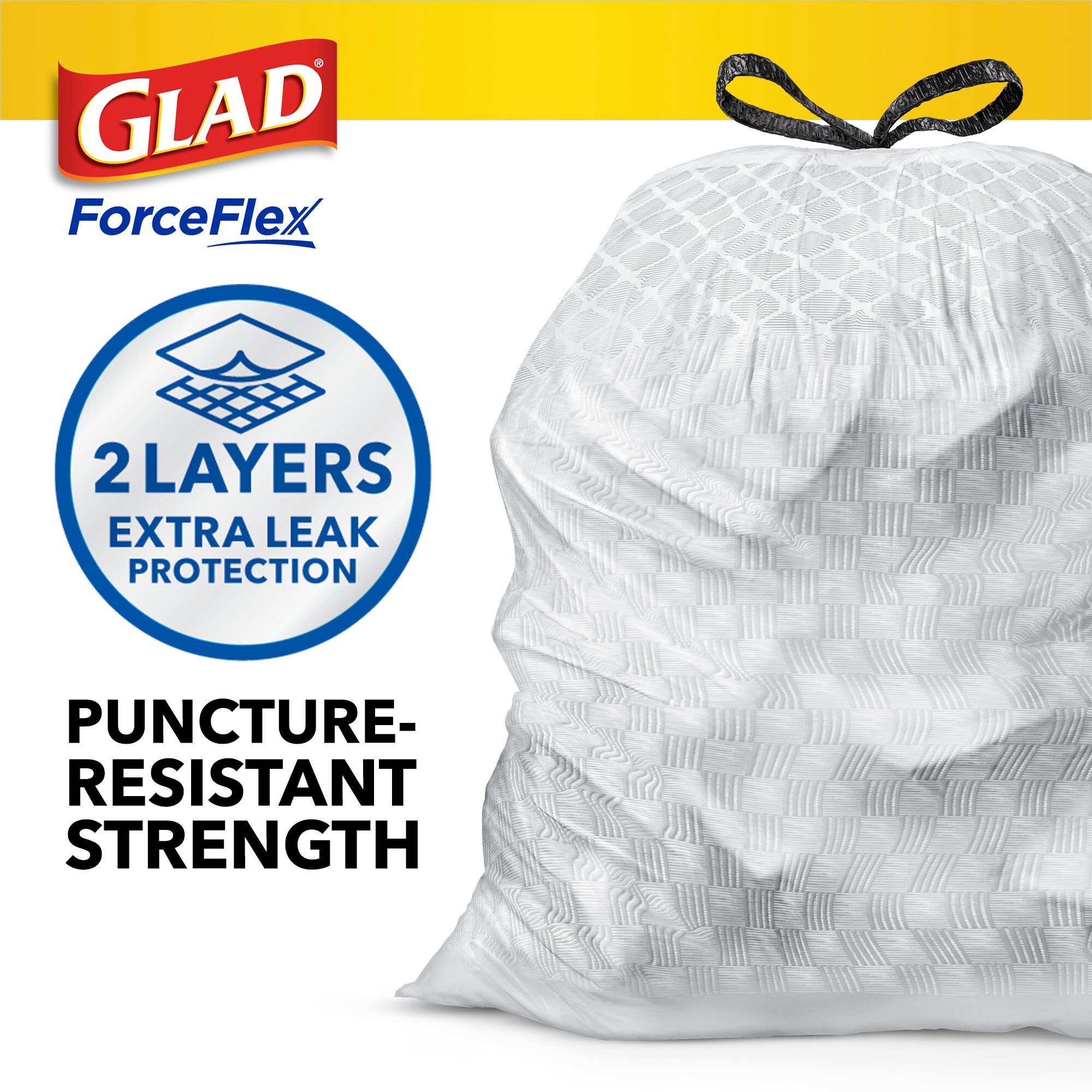Glad OdorShield Tall Kitchen Drawstring Trash Bags - Febreze Lemon Scent -  13 Gallon - Pack of 40 (Packaging May Vary)