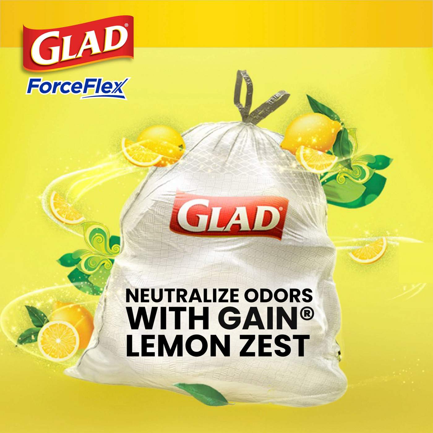Glad ForceFlex Tall Kitchen Drawstring Trash Bags, 13 Gallon - Gain Lemon Zest with Febreze Freshness; image 9 of 10