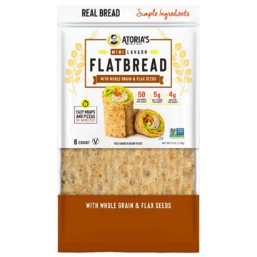 Atoria's Family Bakery Mini Lavash Flatbread - Whole Grain & Flax Seeds, 6 ct