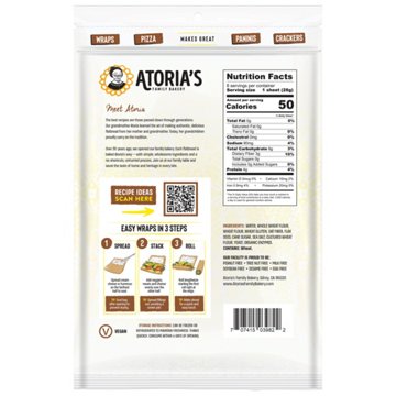 Atoria's Family Bakery Mini Whole Grain & Flax Seeds Lavash Flatbread, 6 ct