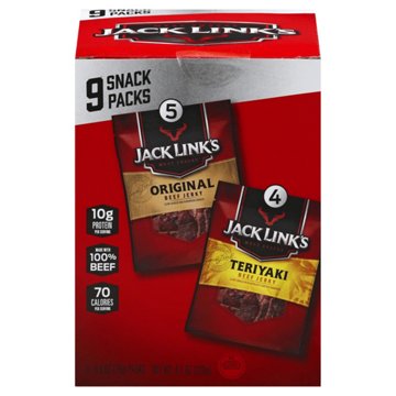 Jack Link's 10g Protein Original & Teriyaki Beef Jerky Multipack, 9 ct