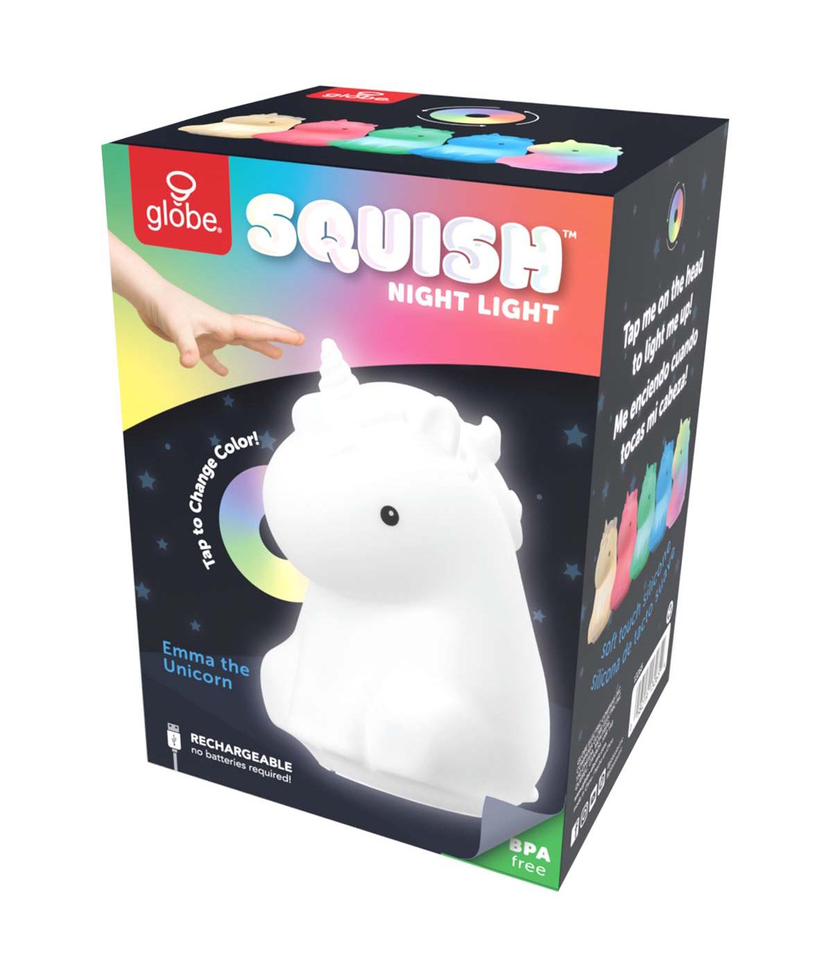 Globe Squish Emma Unicorn Silicone Color Changing Tap Light; image 1 of 2