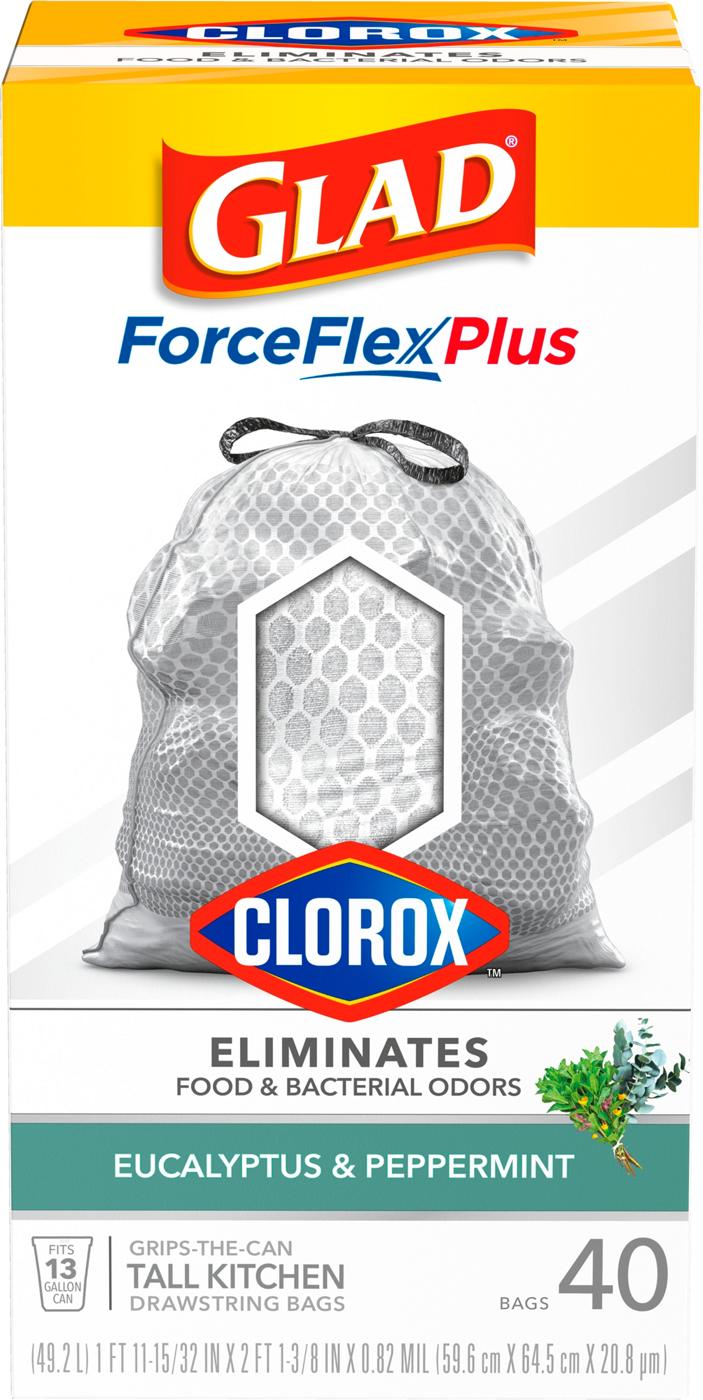 Glad ForceFlex Plus Clorox Eucalyptus & Mint Drawstring Tall