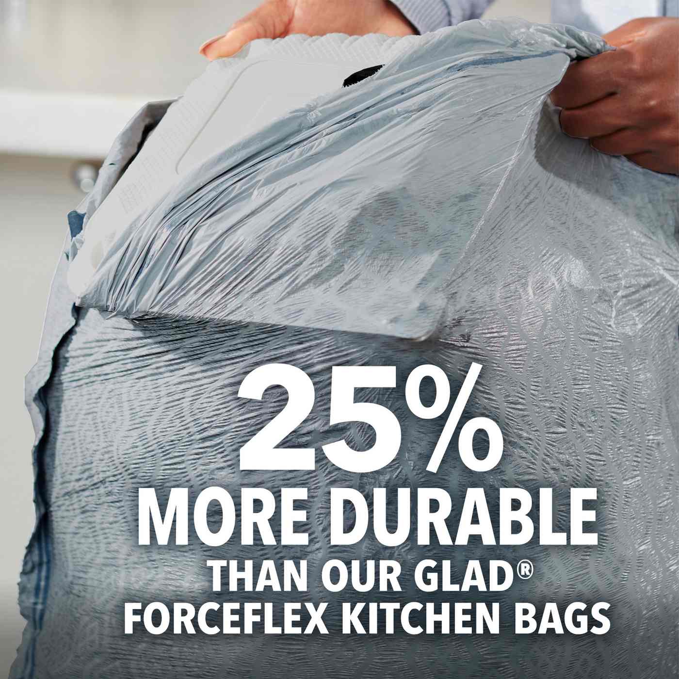 Glad ForceFlex MaxStrength X-Large Kitchen Drawstring Trash Bags, 20 Gallon - Fresh Clean Scent with Febreze Freshness; image 6 of 9