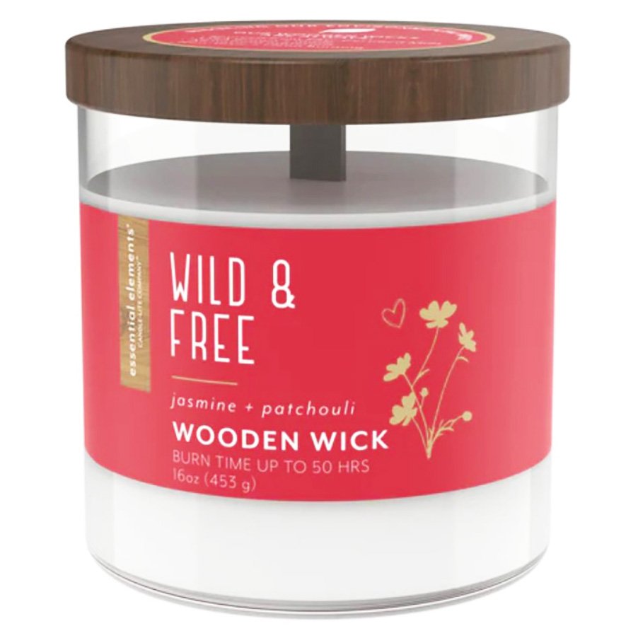 Essential Elements By CandleLite Wild & Free Scent Wooden Wick Glass