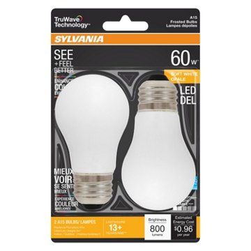 Sylvania TruWave A15 60-Watt Frosted LED Light Bulbs - Soft White, 2 pk