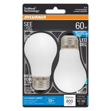 Sylvania TruWave A15 60-Watt Frosted LED Light Bulbs - Daylight, 2 pk