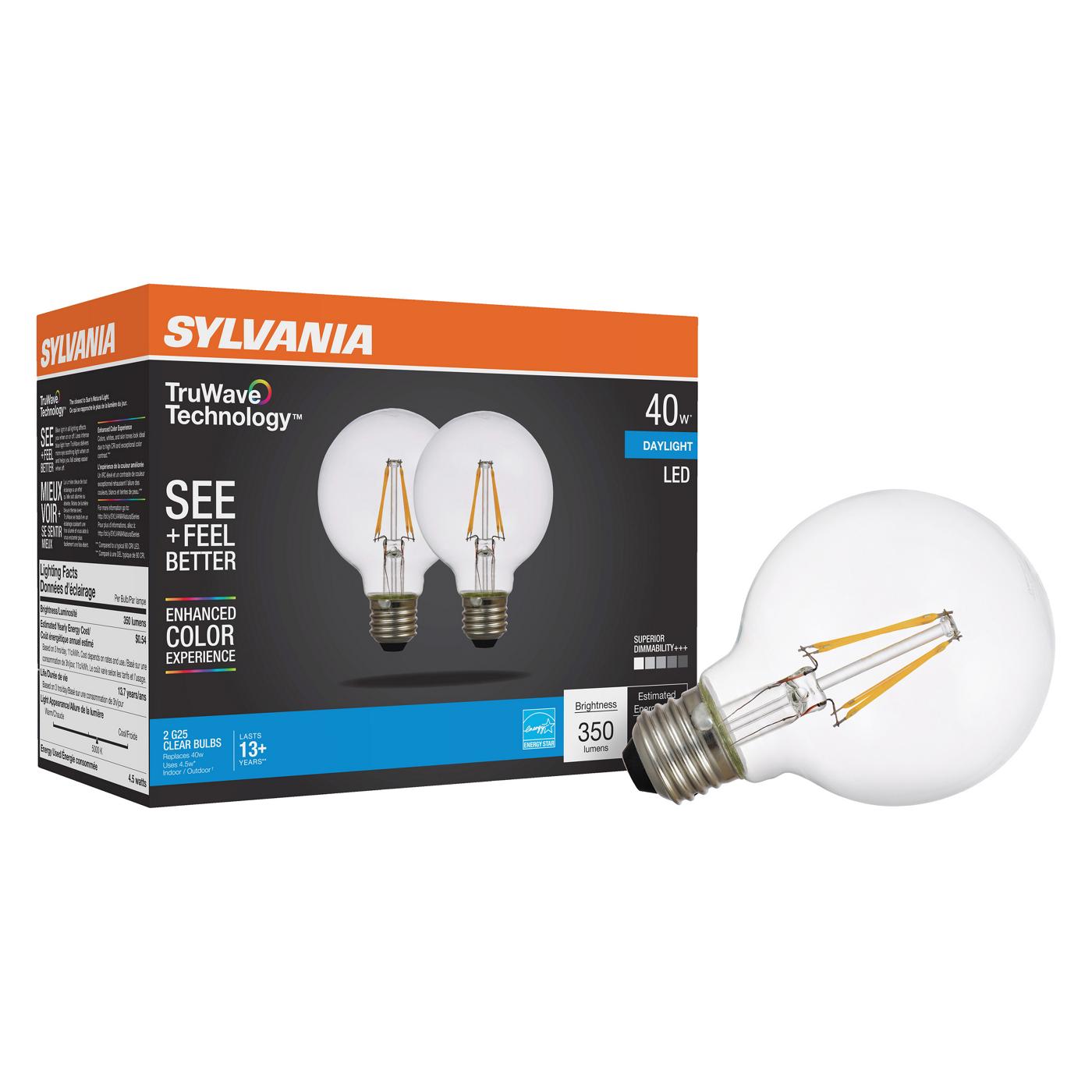 Sylvania TruWave G25 40-Watt Clear LED Light Bulbs - Daylight; image 3 of 3