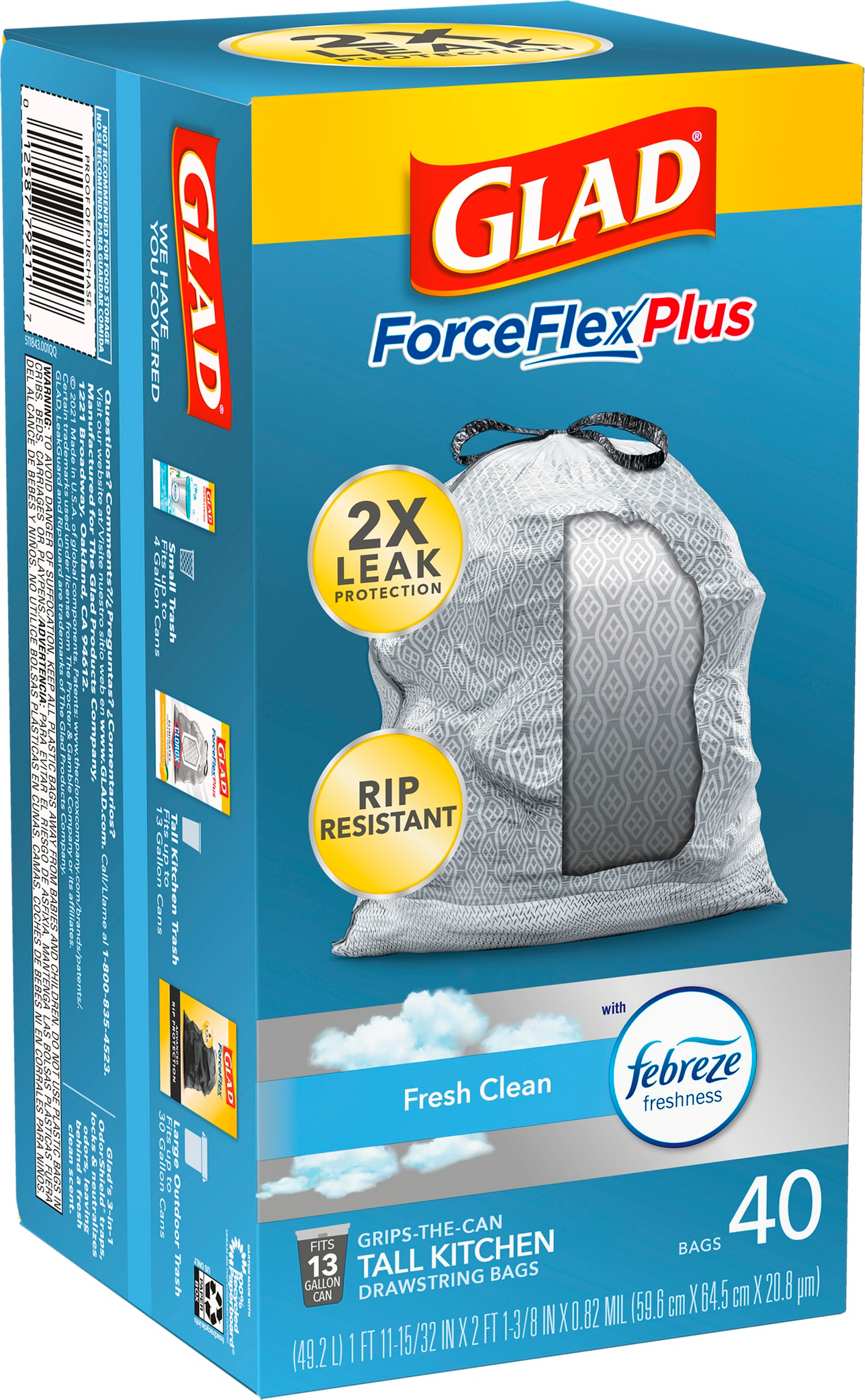 Glad ForceFlex Max Stregnth Febreze Scent Drawstring X-Large Kitchen 20  Gallon Trash Bags - Shop Trash Bags at H-E-B