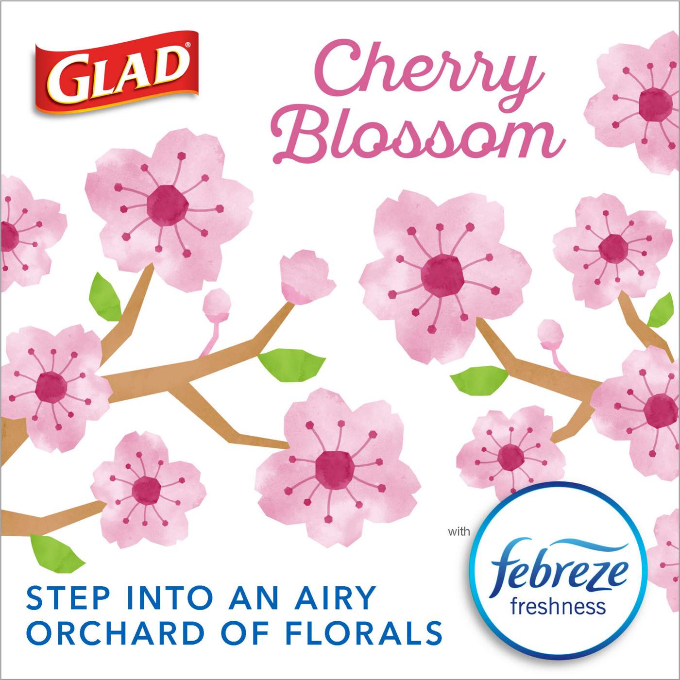 Glad ForceFlex MaxStrength Tall Kitchen Drawstring Trash Bags, 13 Gallon - Cherry Blossom with Febreze Freshness; image 7 of 10