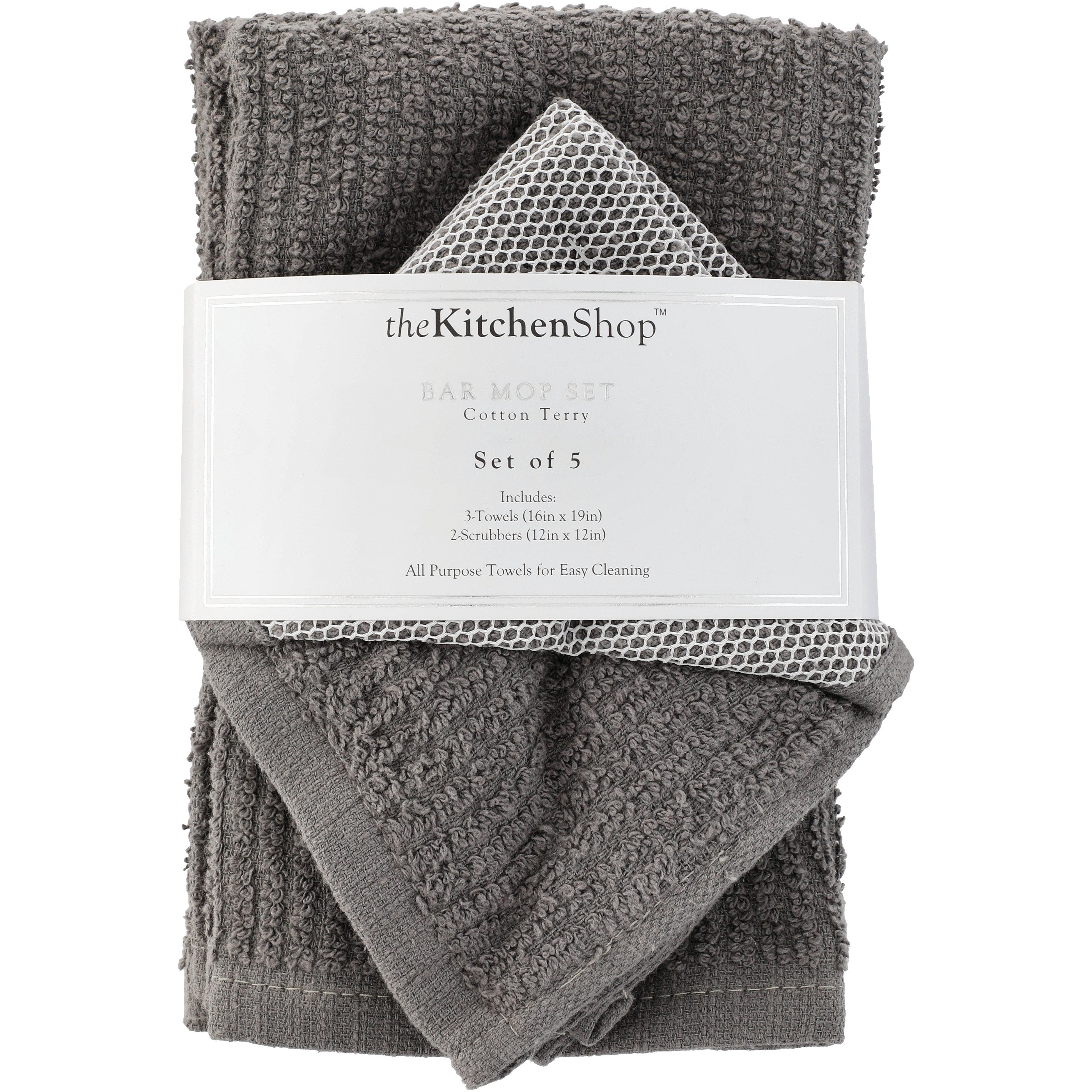 the Kitchen Shop Cotton Terry Bar Mop Set Gray Shop Kitchen linens