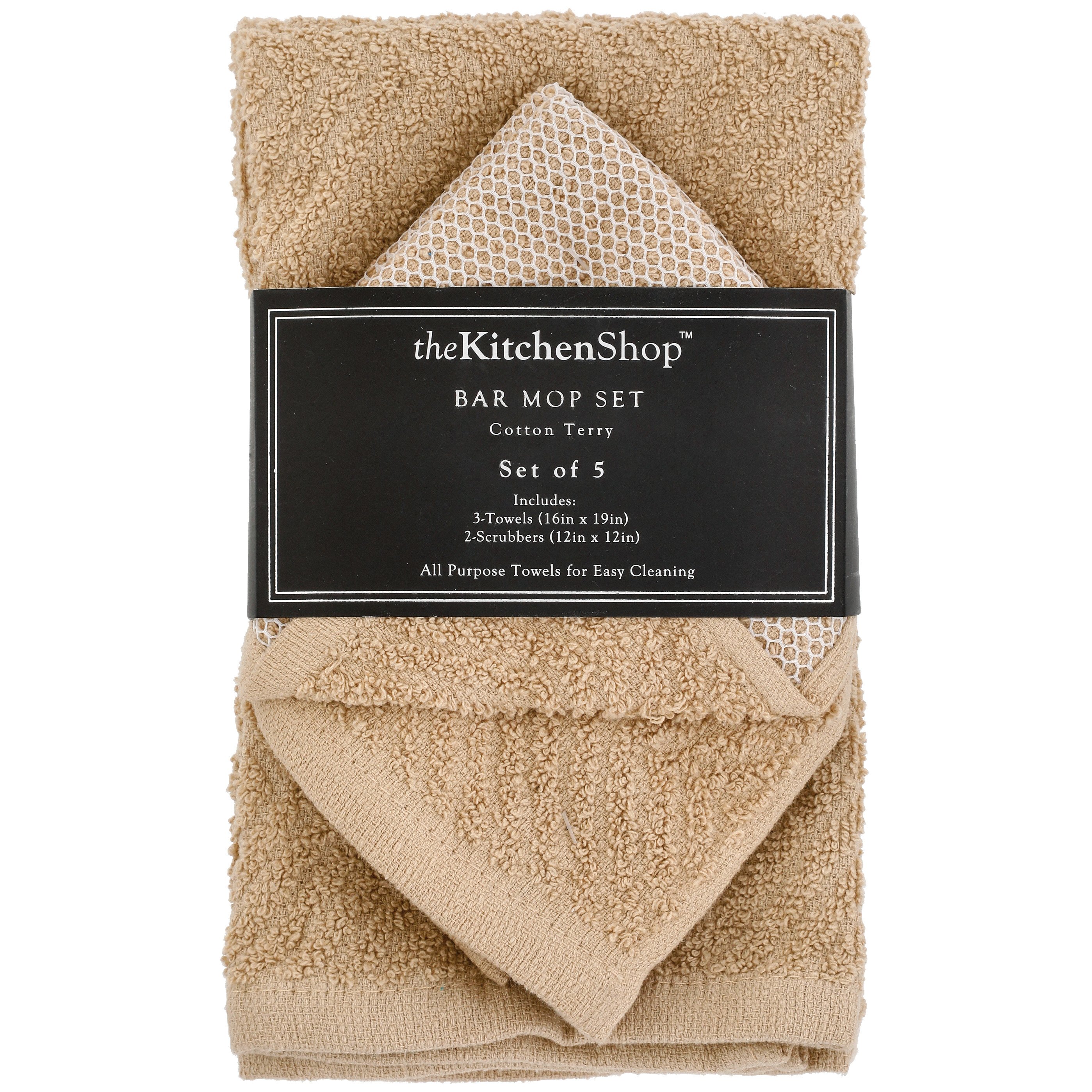 the Kitchen Shop Cotton Terry Bar Mop Set - Taupe - Shop Kitchen Linens ...