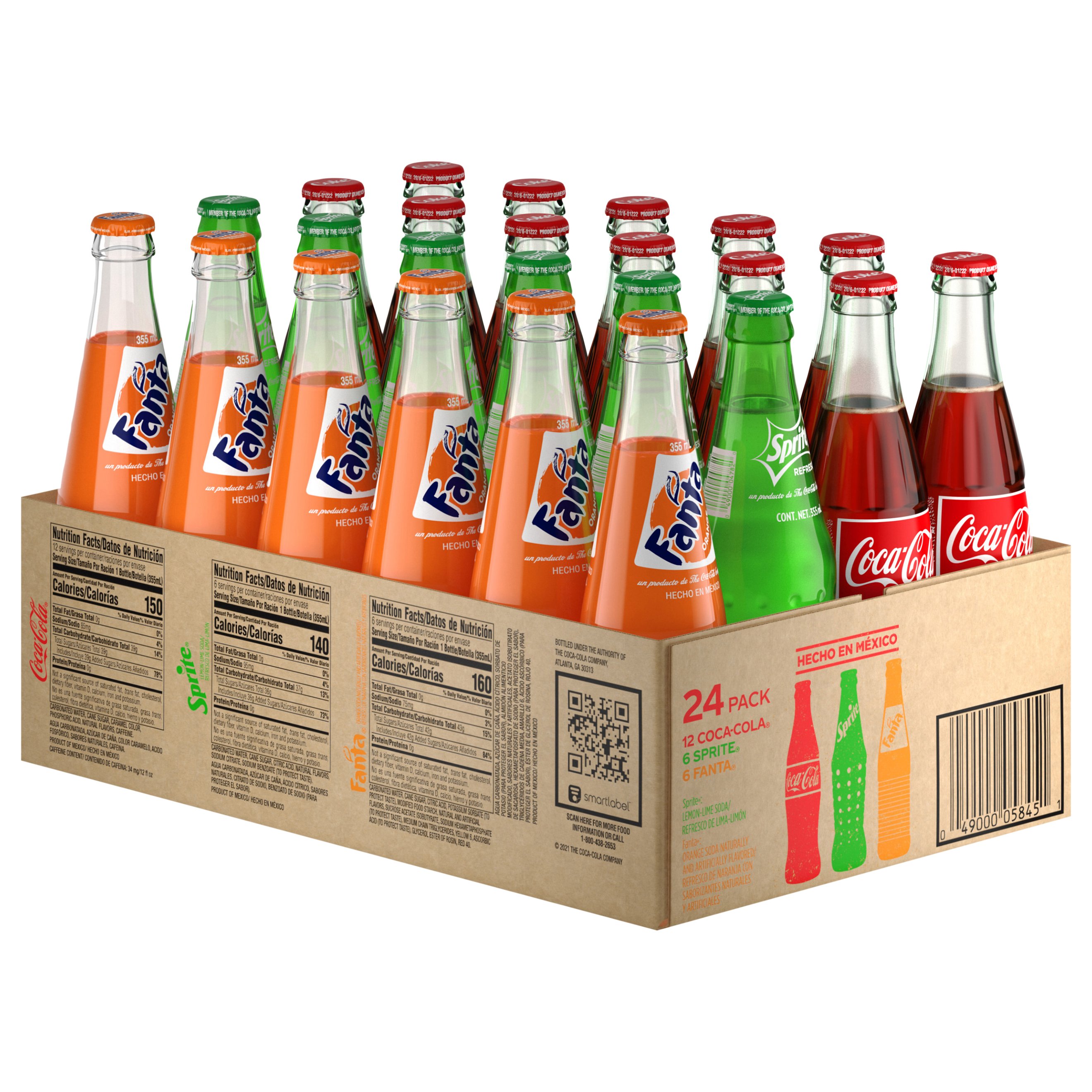 Coca-Cola Mexican Coke Sprite Fanta Sodas Variety Pack 24 pk Glass