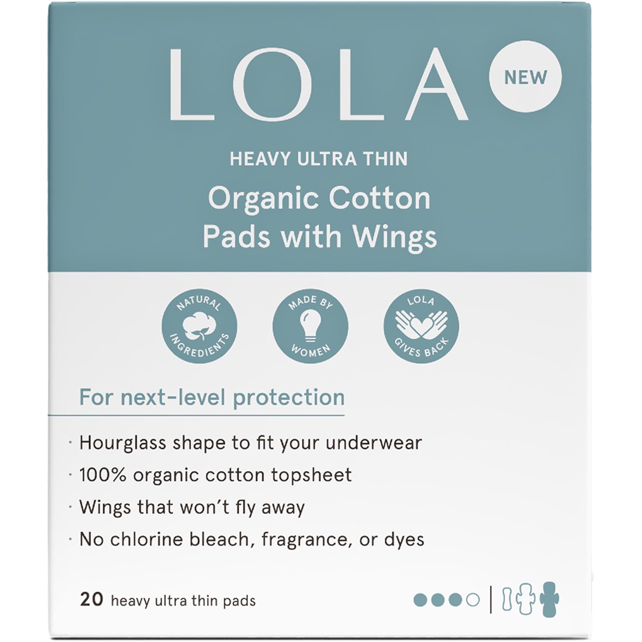 Lola Heavy Ultra Thin Organic Cotton Pads with Wings Shop Pads & liners at HEB